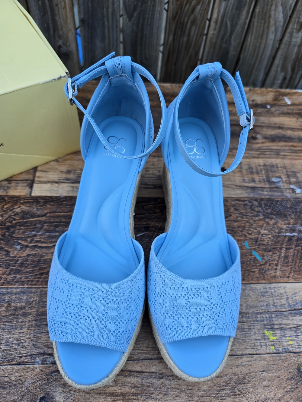 Cozy Island Blue Women's Espadrille Wedge Sandals with Ankle Strap Size 6 - Picture 6 of 11